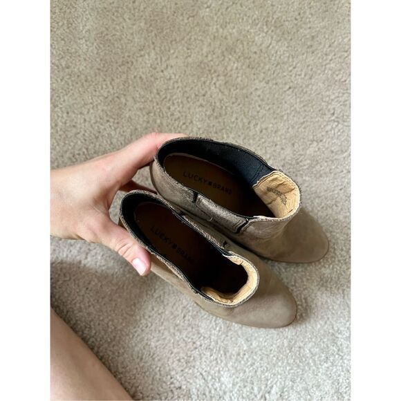 Lucky Brand Brindle Leather Heeled Maldeeve Ankle Booties sz 6 - Picture 7 of 12